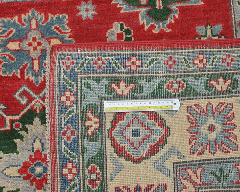 6x8 Red Kuba Afghan Hand Knotted Wool Area Rug